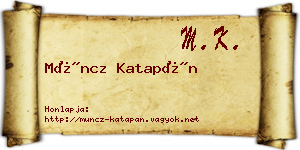 Müncz Katapán névjegykártya
